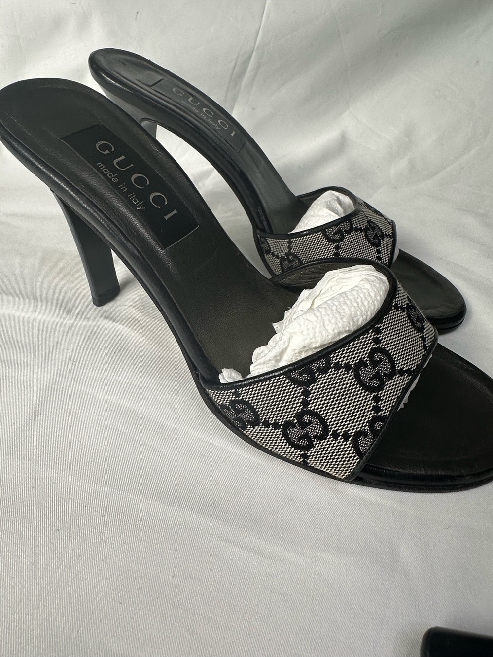 Gucci GG Canvas Mule Heels 6.5B Made In Italy - Picture 1 of 15